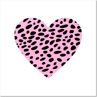 Cheetah Leopard Print Pink Heart Posters and Art